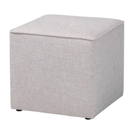 Front. Baxton Studio - Corinne Modern and Contemporary Fabric Upholstered Ottoman - Light Grey.