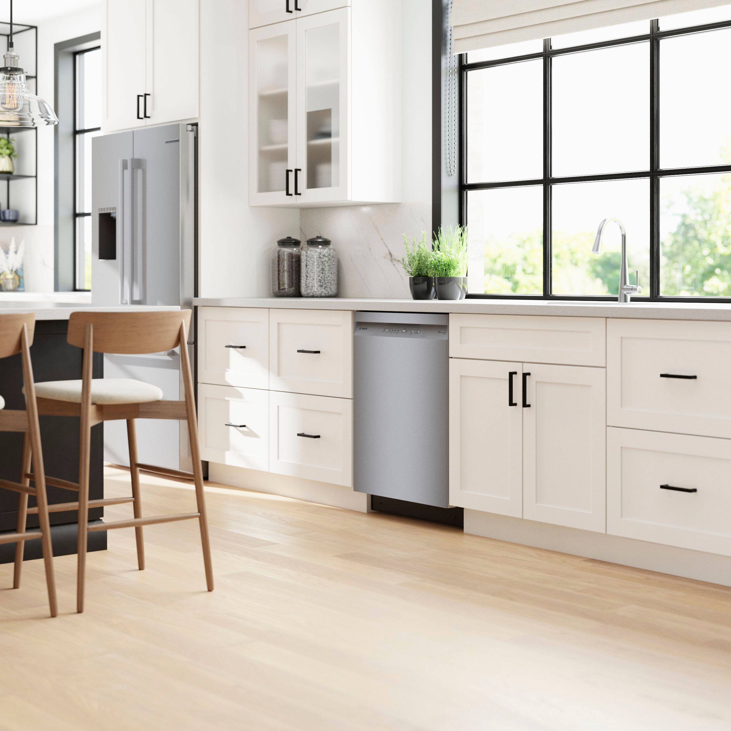 Alt View 23. Bosch - 100 Series 24" Front Control Smart Built-In Stainless Steel Tub Dishwasher with PrecisionWash, 48 dBA - Stainless steel.