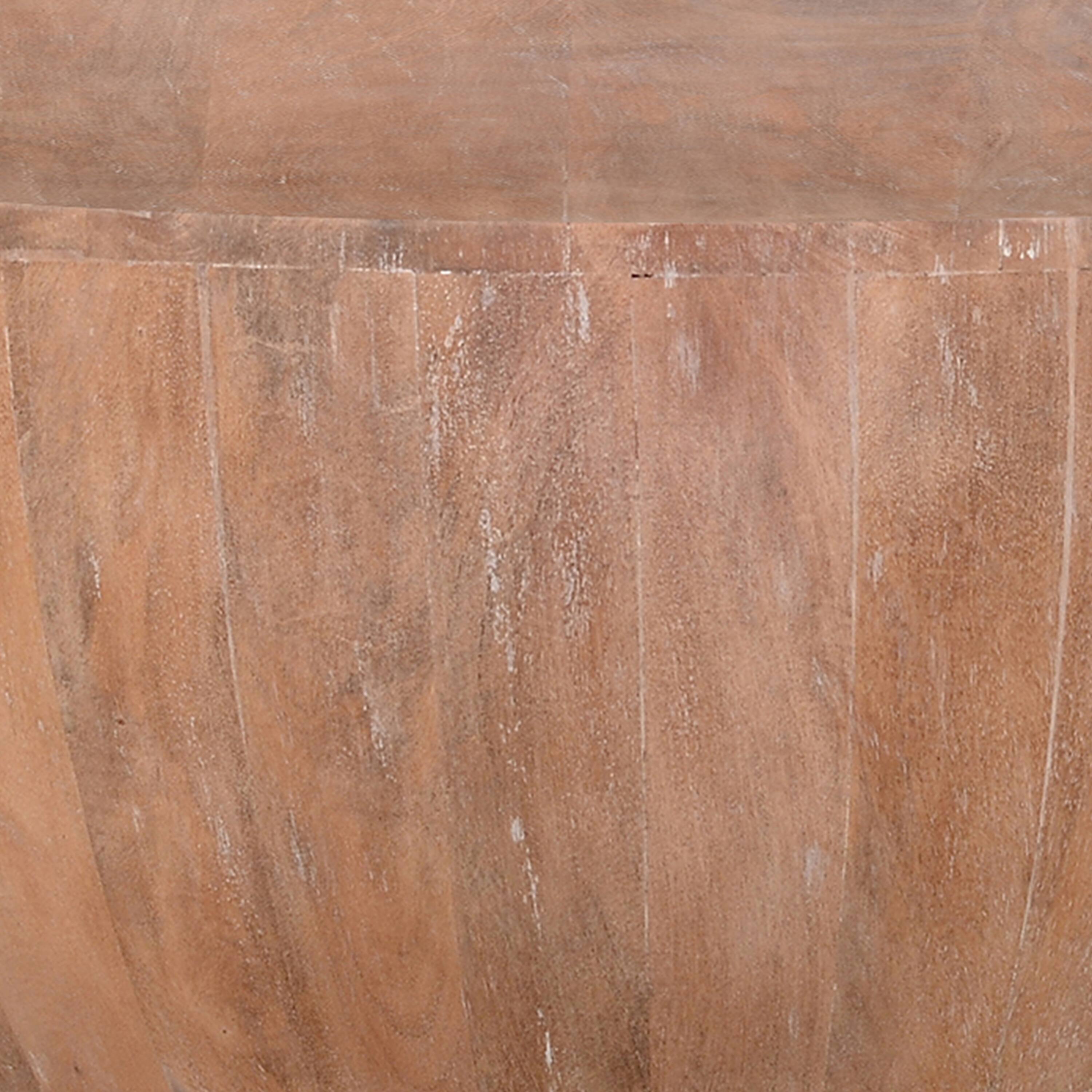 Alt View 4. Manhattan Lane - Arthur Drum Shape Wooden 35.5 Inch Coffee Table with Plank Design Base - Brown.