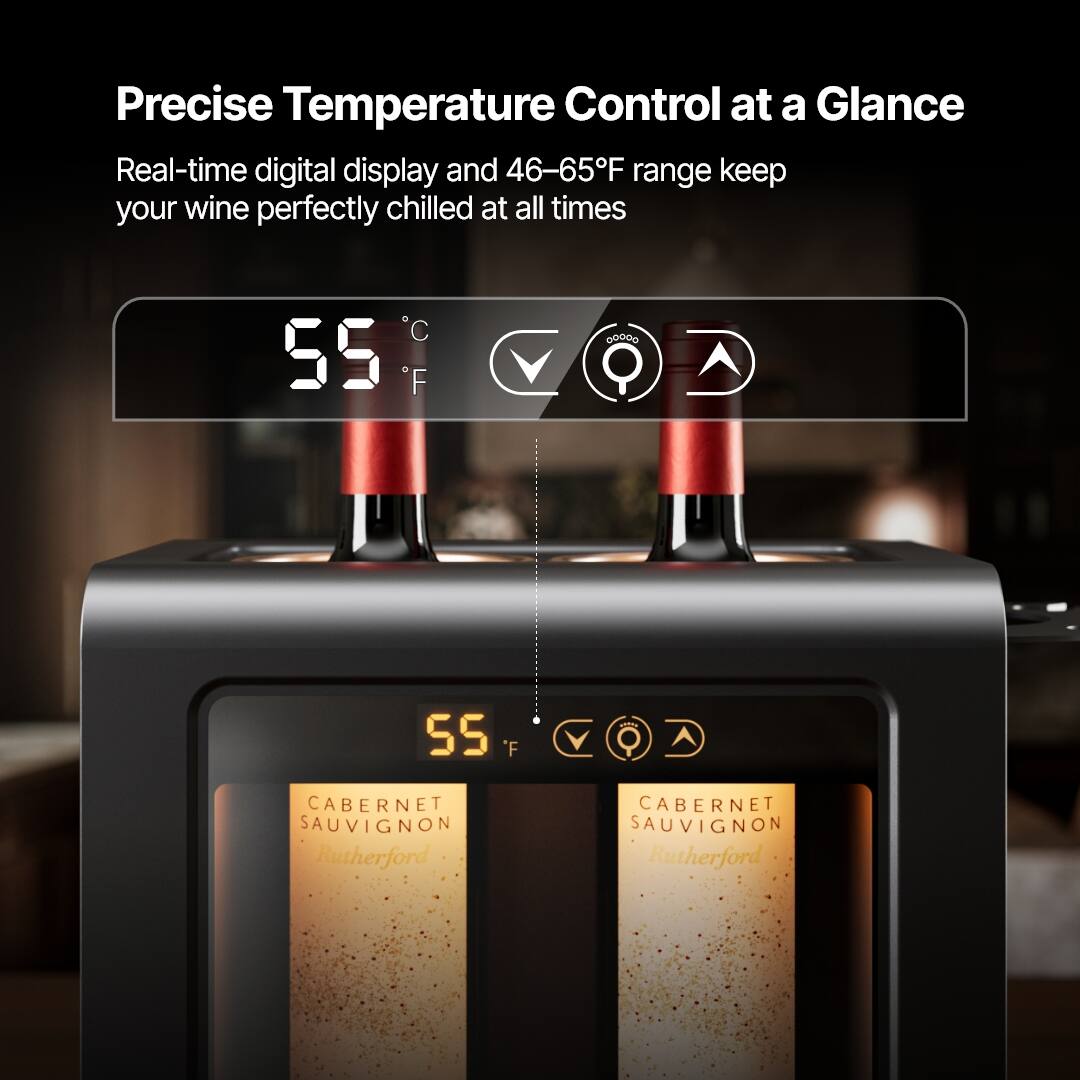 Precise Temperature Control at a Glance

Real-time digital display and 46–65°F range keep your wine perfectly chilled at all times

55°C / 55°F

CABERNET SAUVIGNON Rutherford