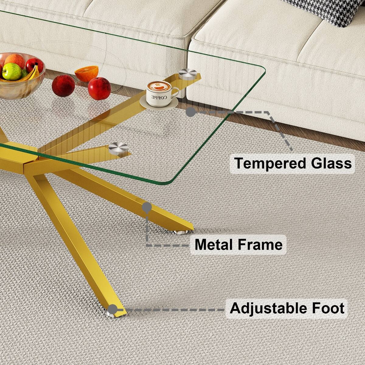 COFFEE

Tempered Glass  
Metal Frame  
Adjustable Foot