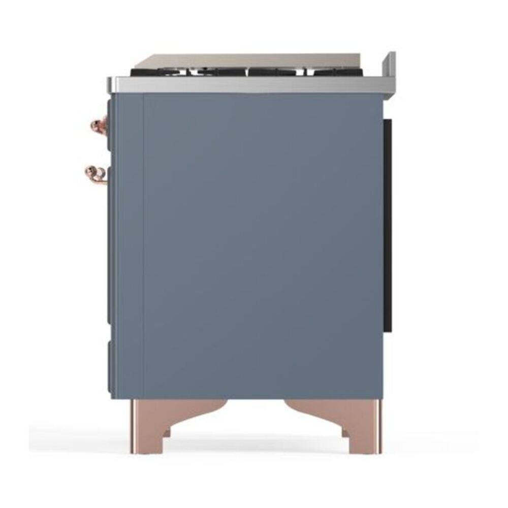 Alt View 6. ILVE - ILVE Majestic II 40 inch Dual Fuel Range with 6 Burners + Griddle (Natural Gas, Blue Grey, Copper Trim) - Blue Grey.