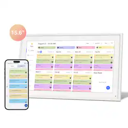Viewedge - 15.6 inch Digital Calendar – Schedule, Chore Chart, Meal Planner, Task Rewards System, Family Photo Display - White