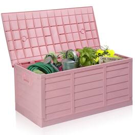 Winado - 75 Gallon Portable Foldable Storage Deck Box Fast Installation Garden with Movable Wheels for Indoor Outdoor Storage - Pink