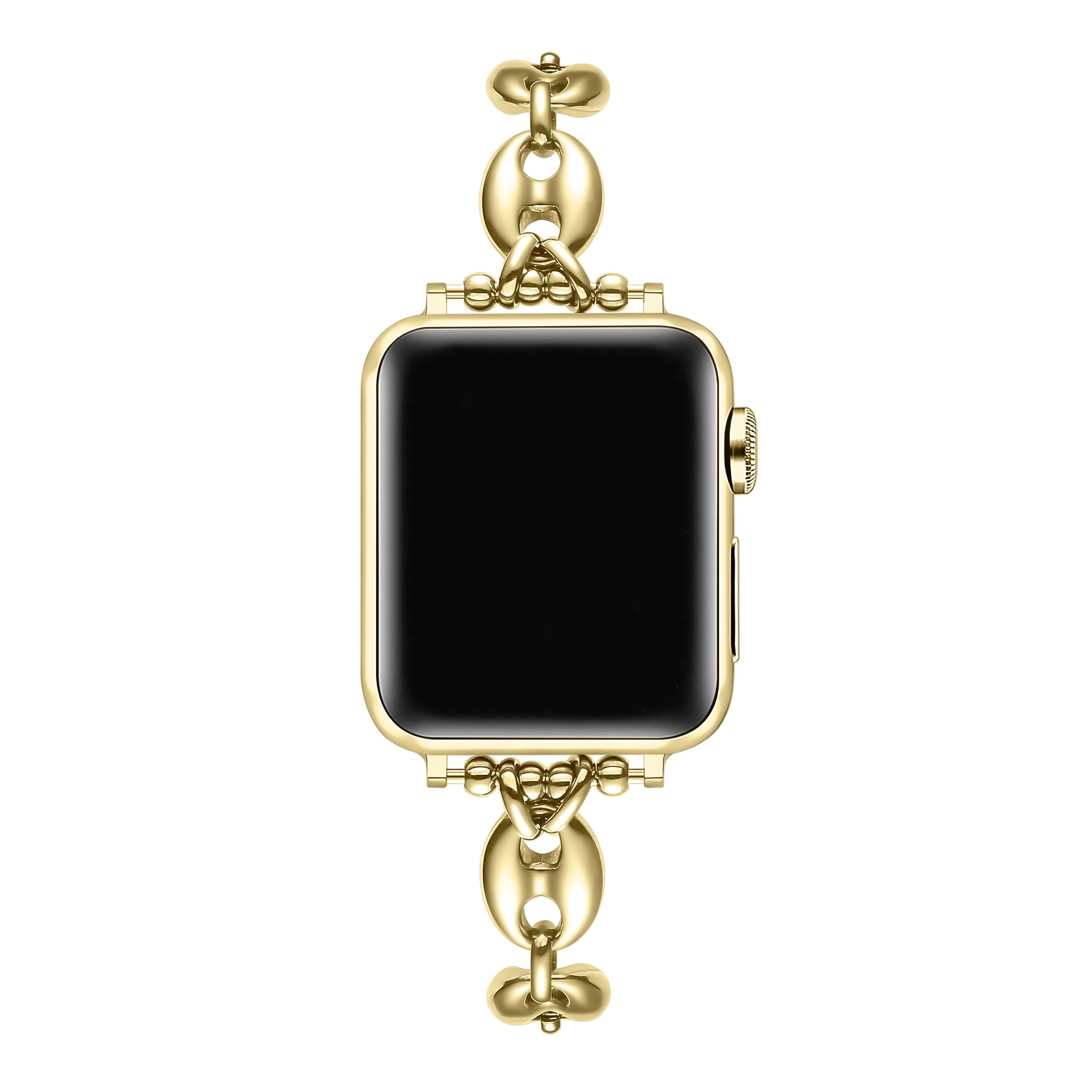 Back. Posh Tech - Poppy Stainless Steel Link Band for Apple Watch - Gold.