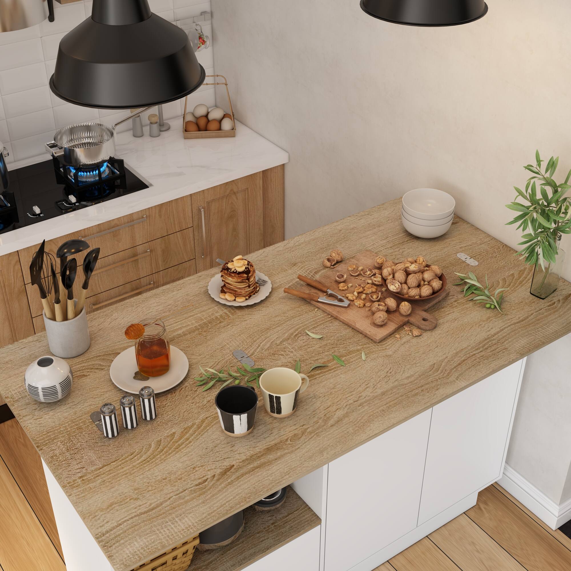 Alt View 10. Famapy - Famapy Kitchen Island Storage Cabinet: Organize & Elevate Your Space - White & Wooden.