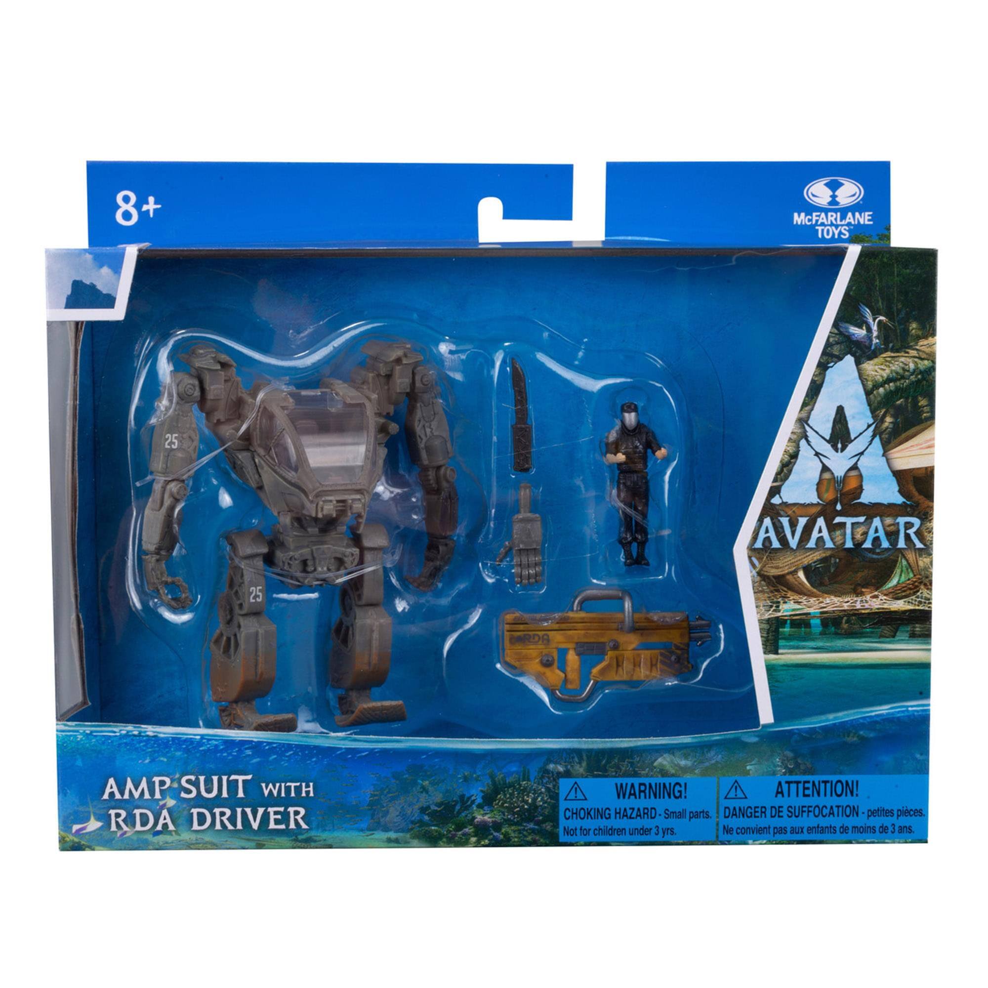 8+  
McFARLANE TOYS  

AVATAR  
AMP SUIT WITH RDA DRIVER  

WARNING!  
CHOKING HAZARD - Small parts. Not for children under 3 yrs.  

ATTENTION!  
DANGER DE SUFFOCATION - petites pièces. Ne convient pas aux enfants de moins de 3 ans.