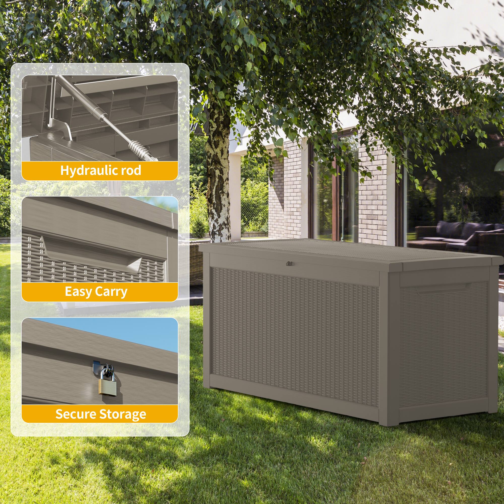 Hydraulic rod  
Easy Carry  
Secure Storage