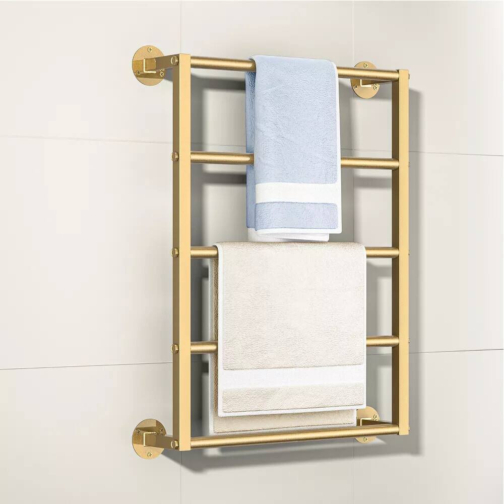 Alt View 1. HONGGE - Gold Wall Mounted Towel Rack with 5 Bars - Golden.