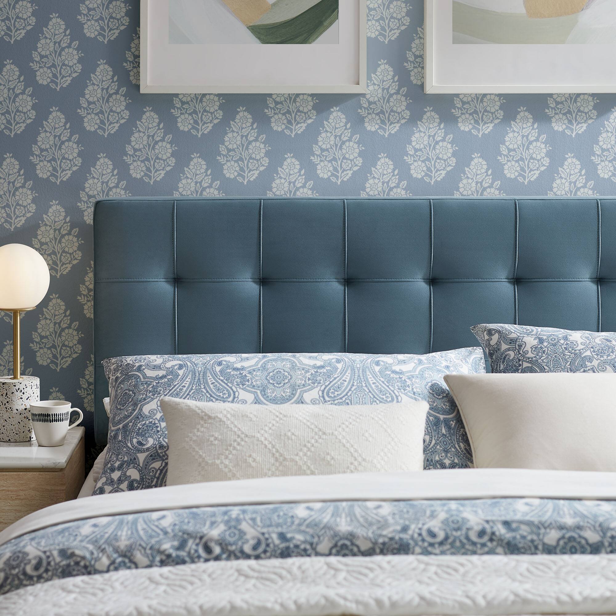 Alt View 1. Modway - Lily Biscuit Tufted Performance Velvet Headboard by Modway - Cadet Blue.