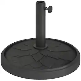 Outsunny - Round Patio Umbrella Base, 26 lbs Resin Umbrella Stand - Black
