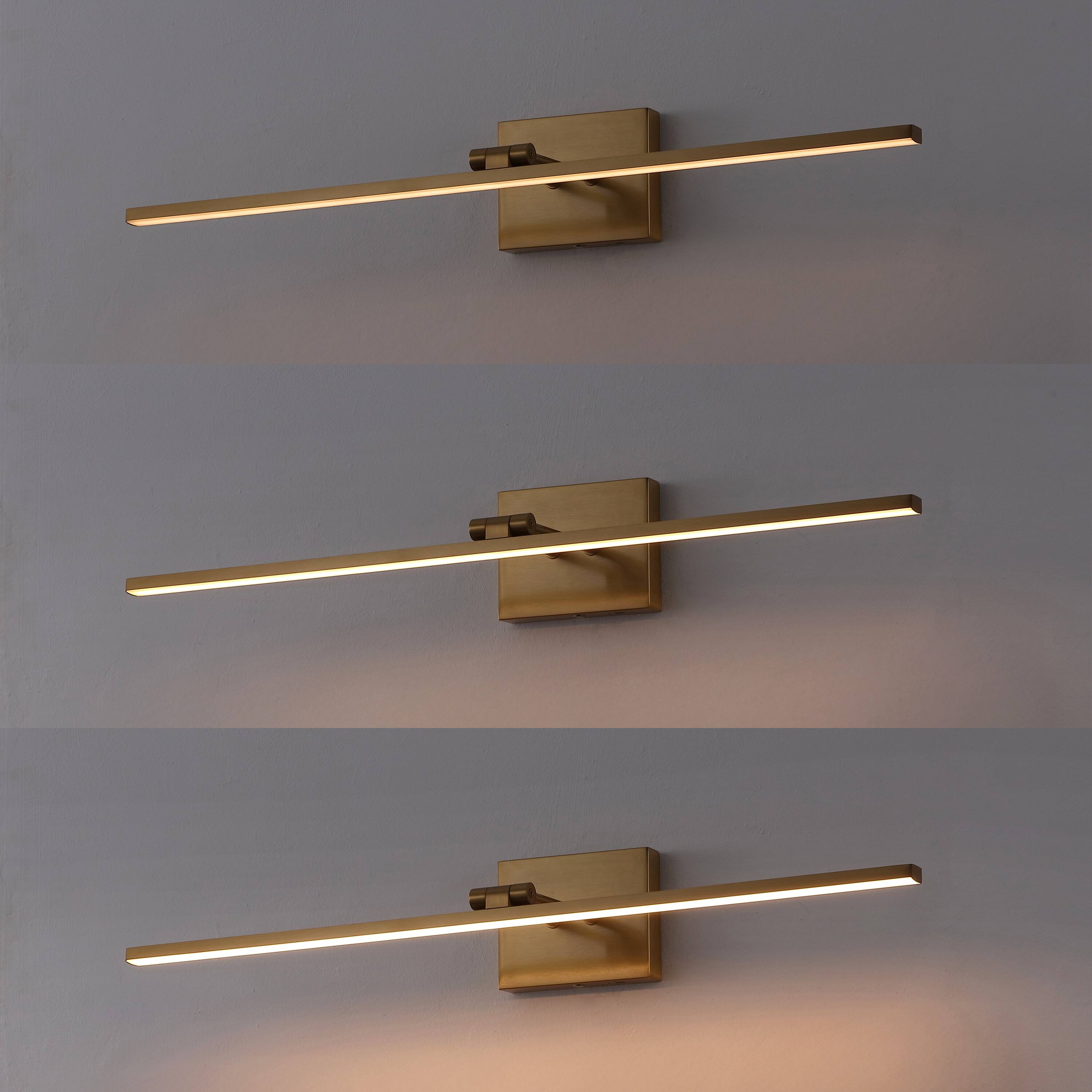 Alt View 6. Jonathan Y - Santino 28" Modern Minimalist Swivel Integrated Dimmable LED Rechargeable Picture Light with Touch Sensor, Brass Gold - Brass Gold.