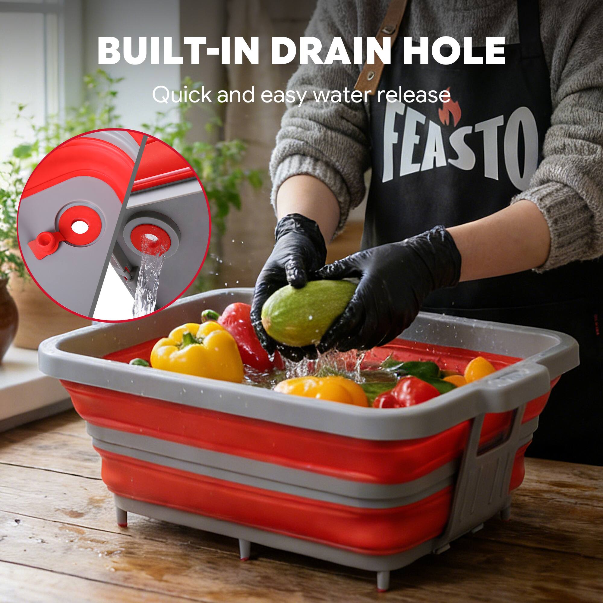 BUILT-IN DRAIN HOLE  
Quick and easy water release  
FEASTO