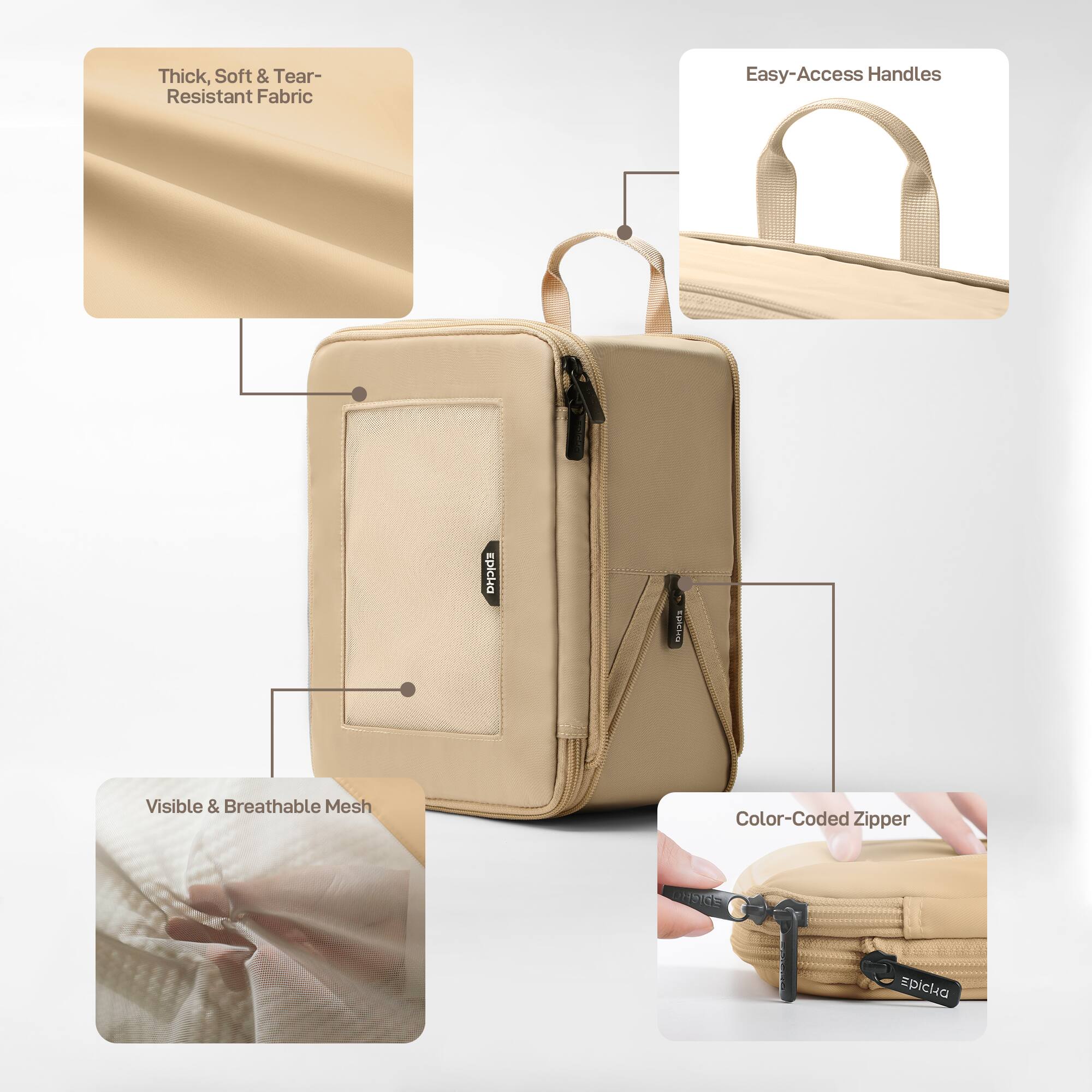 Thick, Soft & Tear-Resistant Fabric, Easy-Access Handles, Visible & Breathable Mesh, Color-Coded Zipper