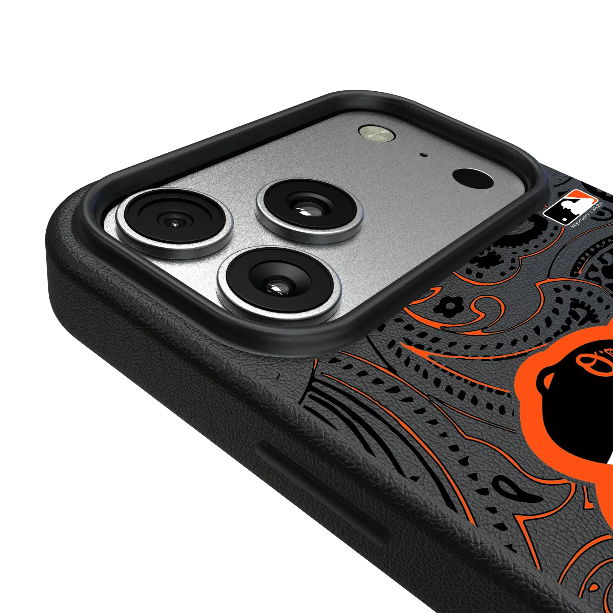 Alt View 2. Keyscaper - Baltimore Orioles Paisley iPhone Magnetic Bump Case - 15 - Black.