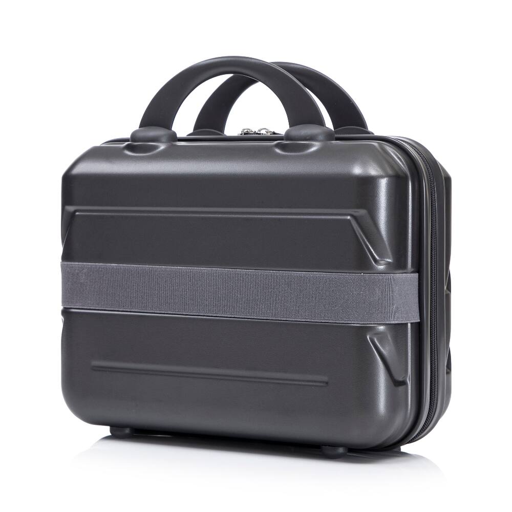 Alt View 3. Ropilly - Ropilly 2 Piece Luggage Set 20 Inch Carry On Suitcase with 14 Inch Cosmetic Case, ABS Hard Shell, Dark Gray - Dark Gray.