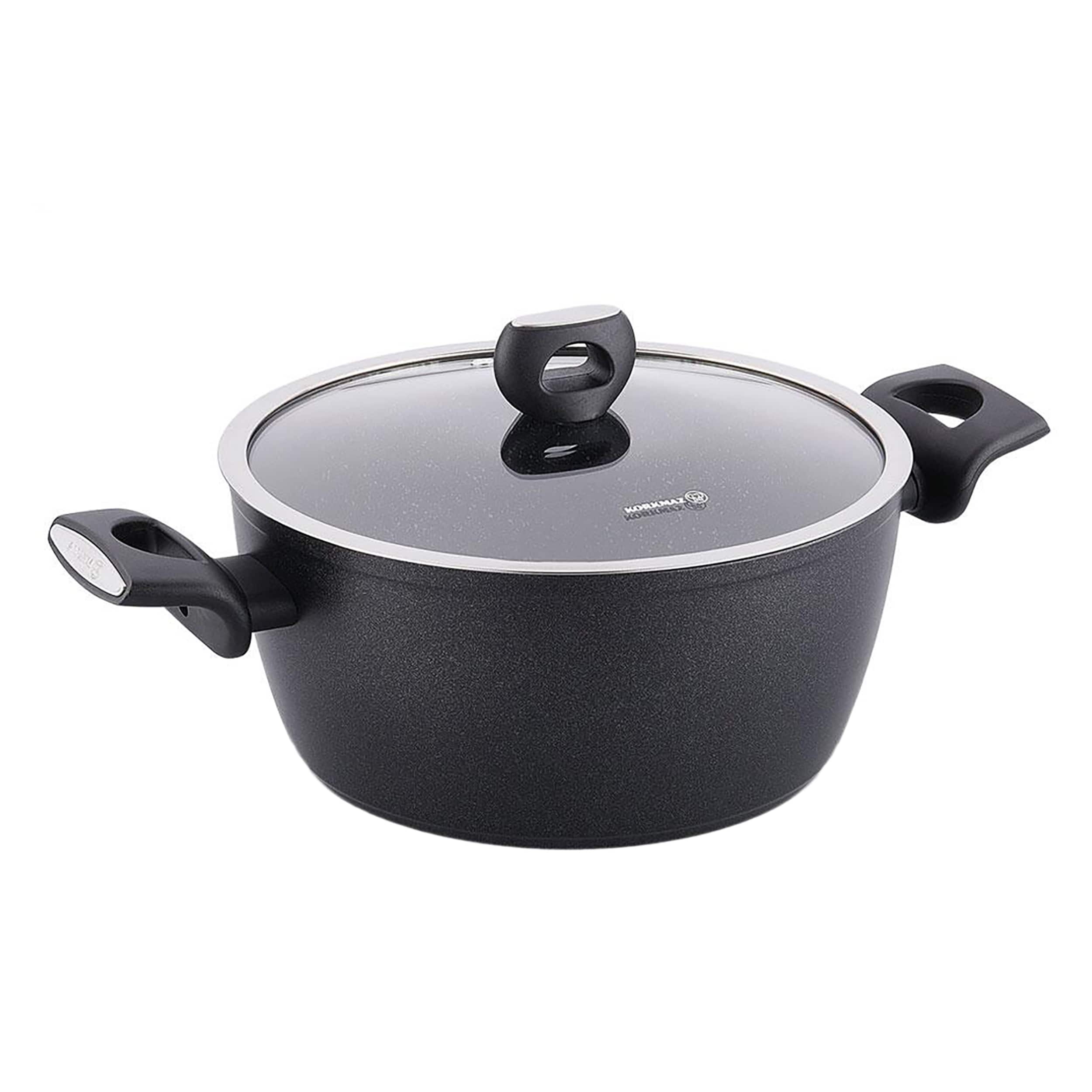 Korkmaz - Nora 2 Piece 3 Liter Alumium Nonstick Casserole Dish with Lid - Black