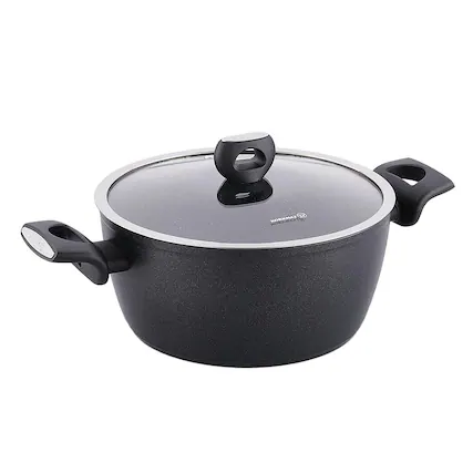 Front. Korkmaz - Korkmaz Nora 2 Piece 4.6 Liter Alumium Nonstick Casserole Dish with Lid - Black.