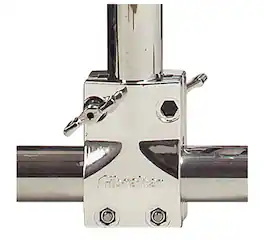 Gibraltar Hardware - 1.5" Chrome Drum Rack T Clamp, Two-Piece Shell Design for 90-Degree Rack Bar Connection, Rock-Solid T-Leg Support