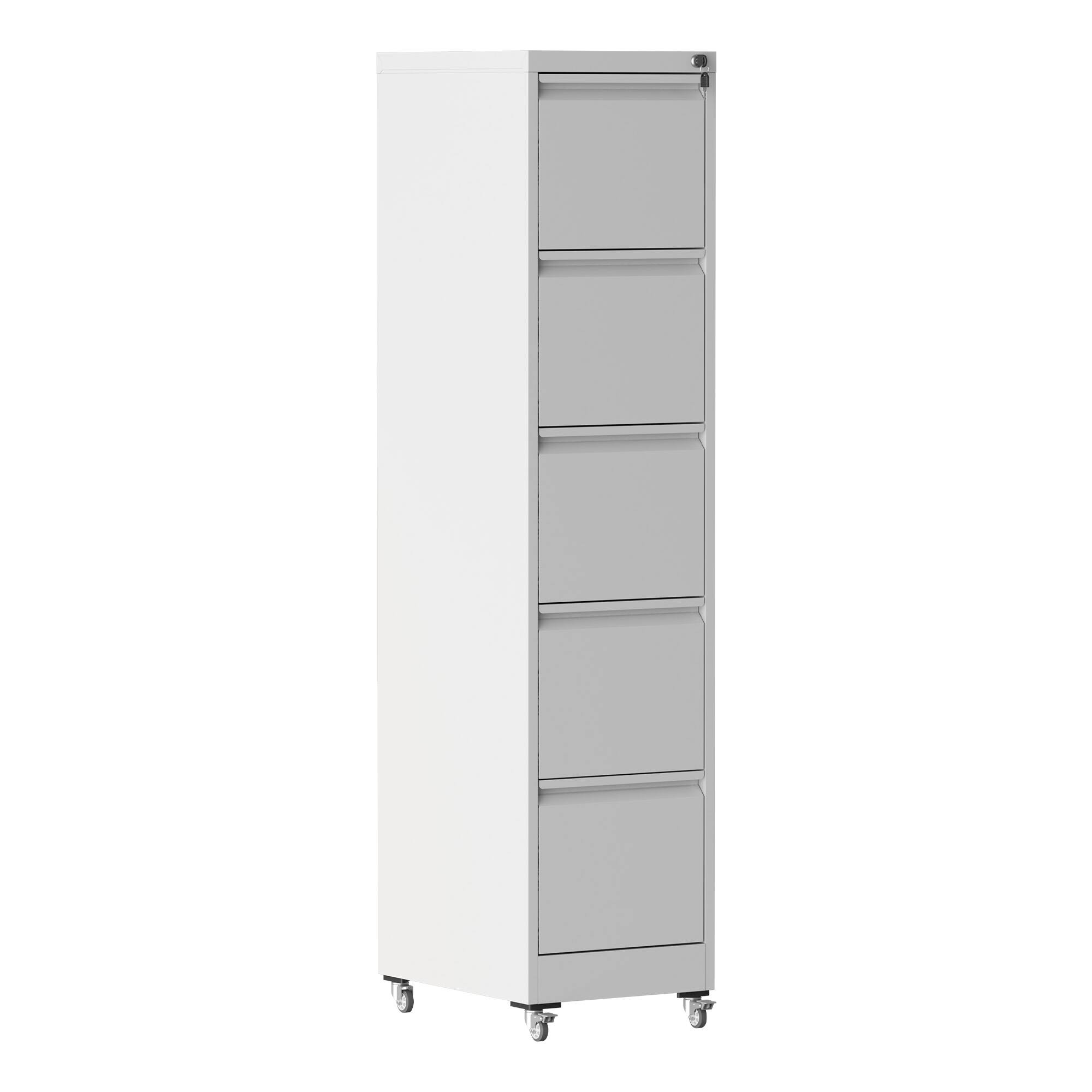 Alt View 9. GOODSILO - 5-Drawer Vertical File Storage Cabinet with Locking System and Removable Wheels for Office Organization - White.