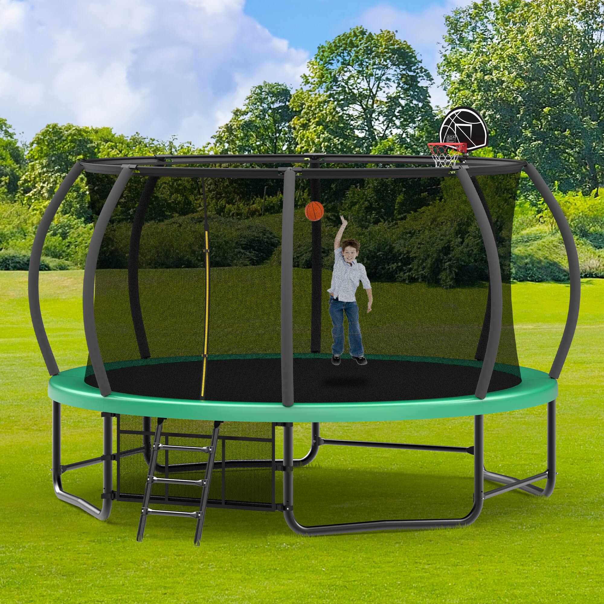 Alt View 5. LOVMOR - Lovmor 14 FT Trampoline with Ladder and Safety Enclosure Recreational Trampoline for Kids.