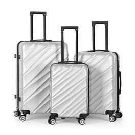 Oumilen - 3 Piece Hardshell Luggage Set – 20" + 24" + 28" ABS Suitcases, TSA Lock & Silent Spinner Wheels - Silver