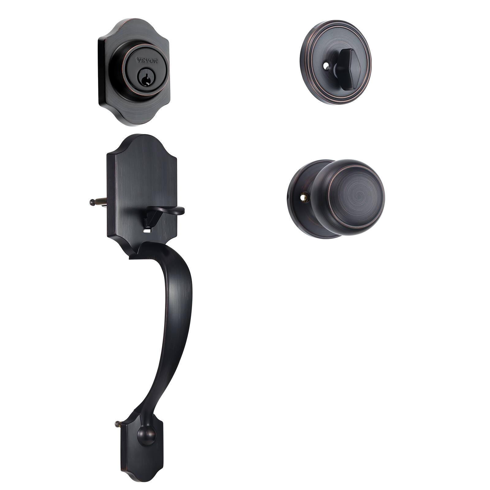 Alt View 5. VEVOR - Front Door Handle and Deadbolt Set, Front Door Lock Set, Adjustable Hole Spacing Single Cylinder Handleset - Black.