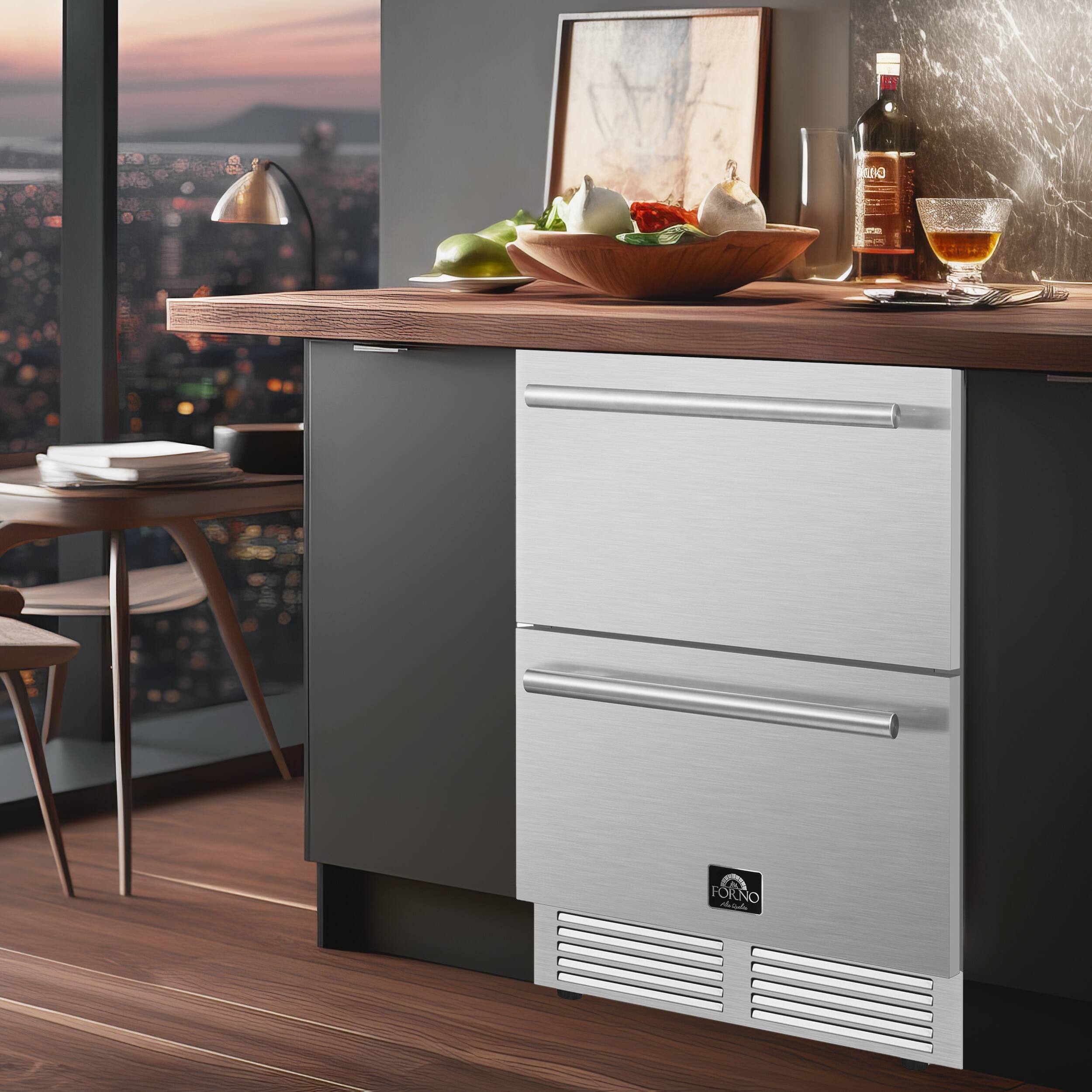 Alt View 5. Forno Appliances - Como 4.87 Cu. Ft. Compact Counter-Depth Drawer Refrigerator for Indoor or Outdoor Use - Stainless Steel.