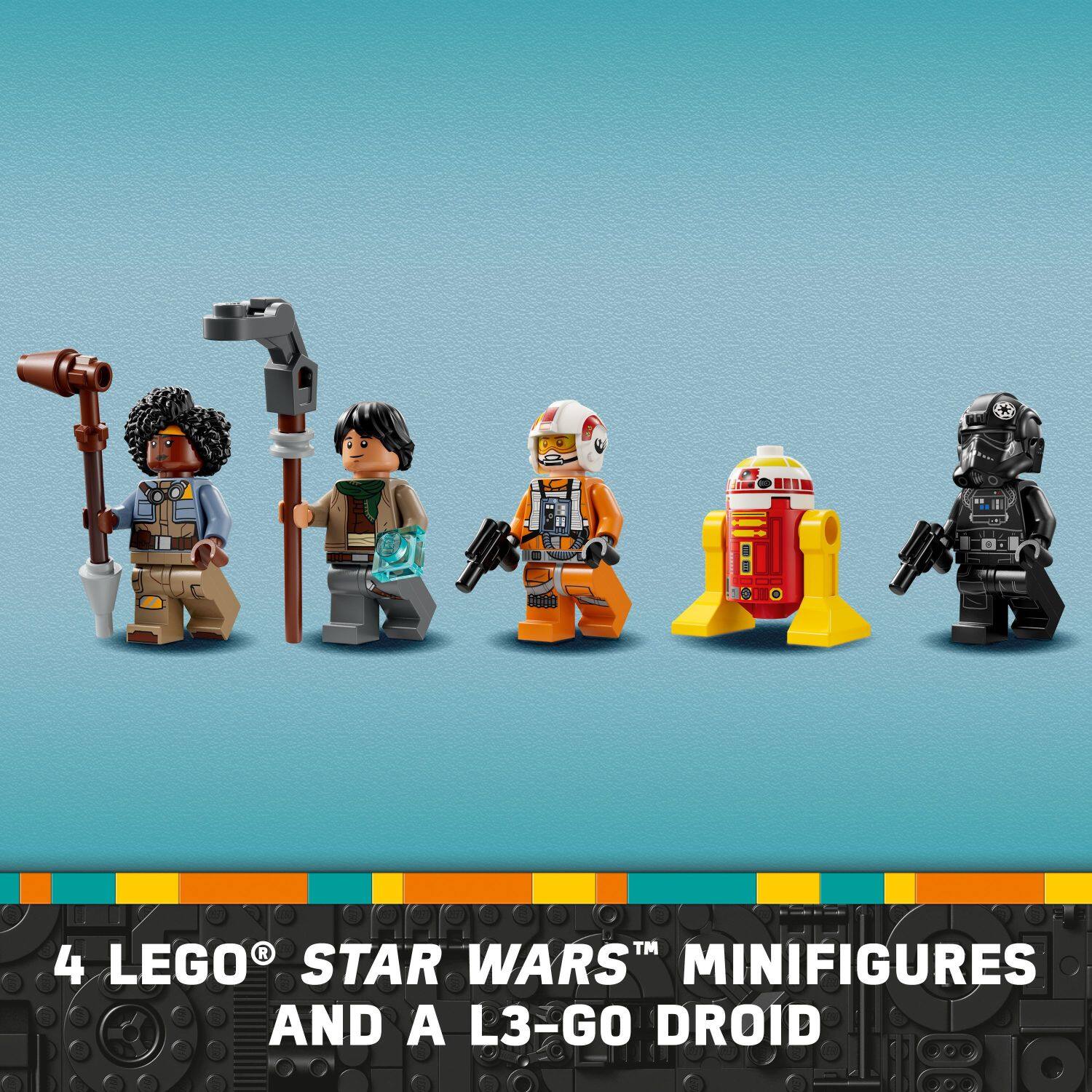 4 LEGO STAR WARS MINIFIGURES AND A L3-GO DROID