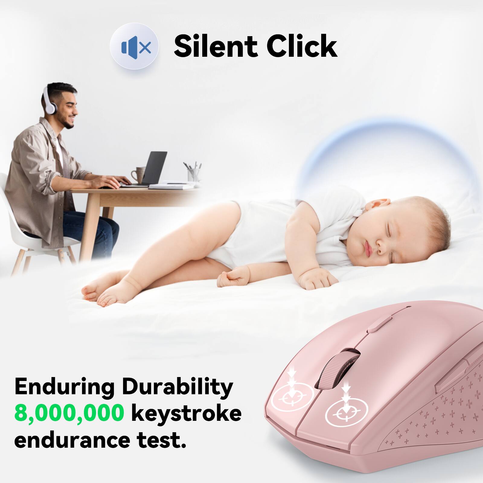 Silent Click

Enduring Durability  
8,000,000 keystroke endurance test.
