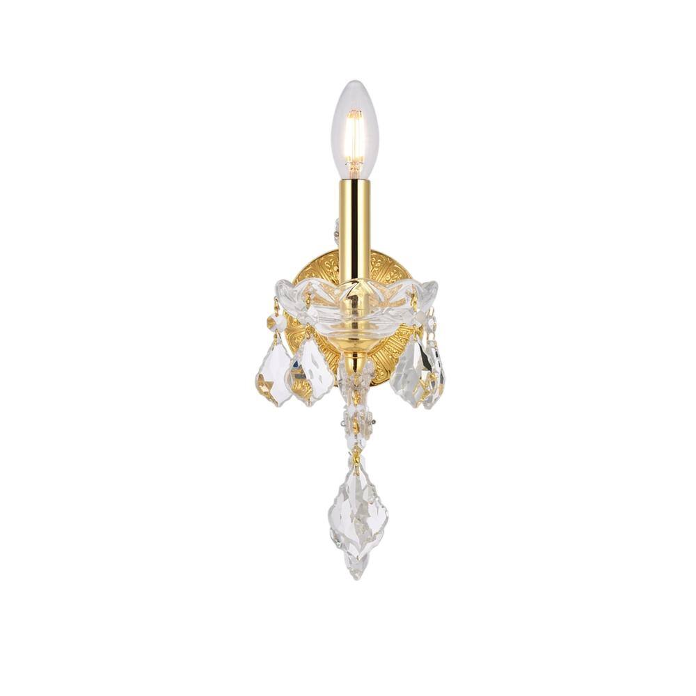 Front. Elegant Lighting - Maria Theresa 1 light Gold Wall Sconce Clear Royal Cut Crystal - Gold.