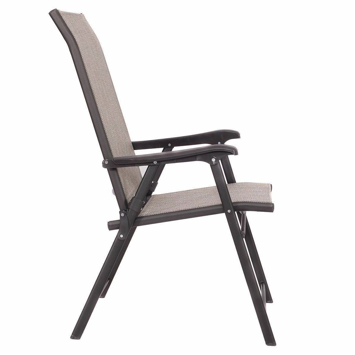 Back. Hivvago - Set of 2 Outdoor Folding Patio Chairs in Brown with Black Metal Frame - Brown with Black.