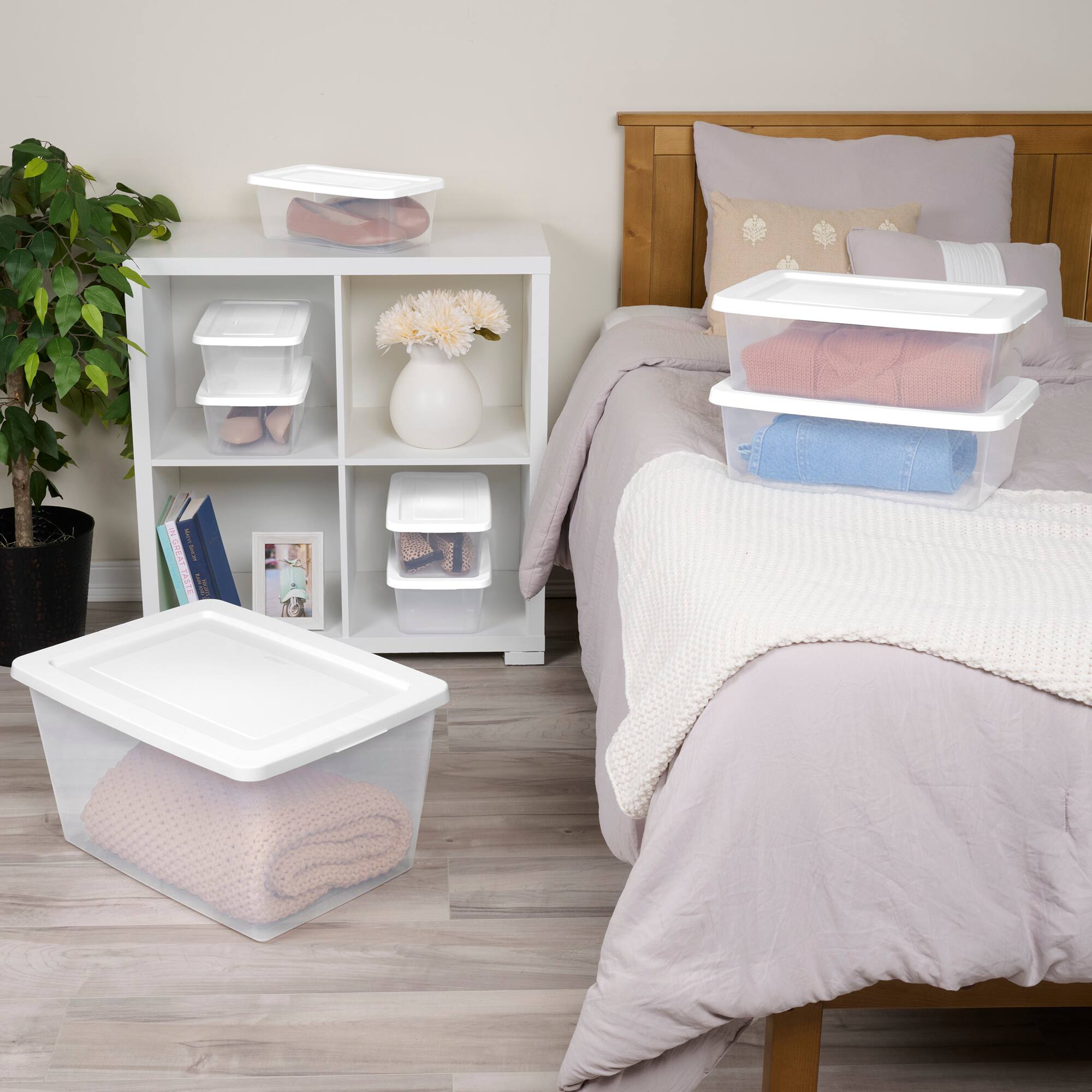 Alt View 4. Sterilite - Sterilite 20 Qt Storage Box, Stackable Plastic Container Home Organizer, 16 Pack - White.