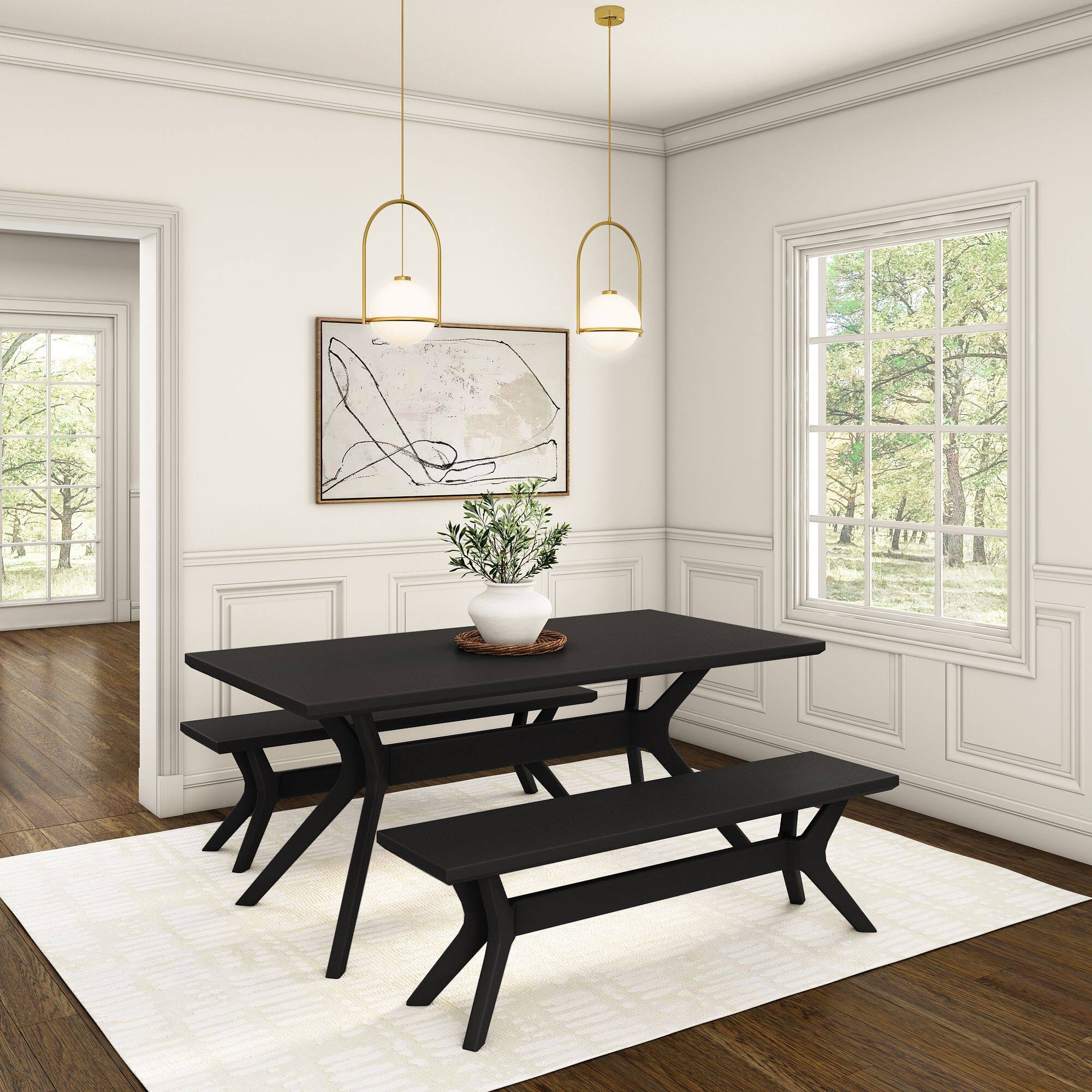 Alt View 4. Plank+Beam - Verso Dining Room Bench (60in / 1520mm), Black - Black.