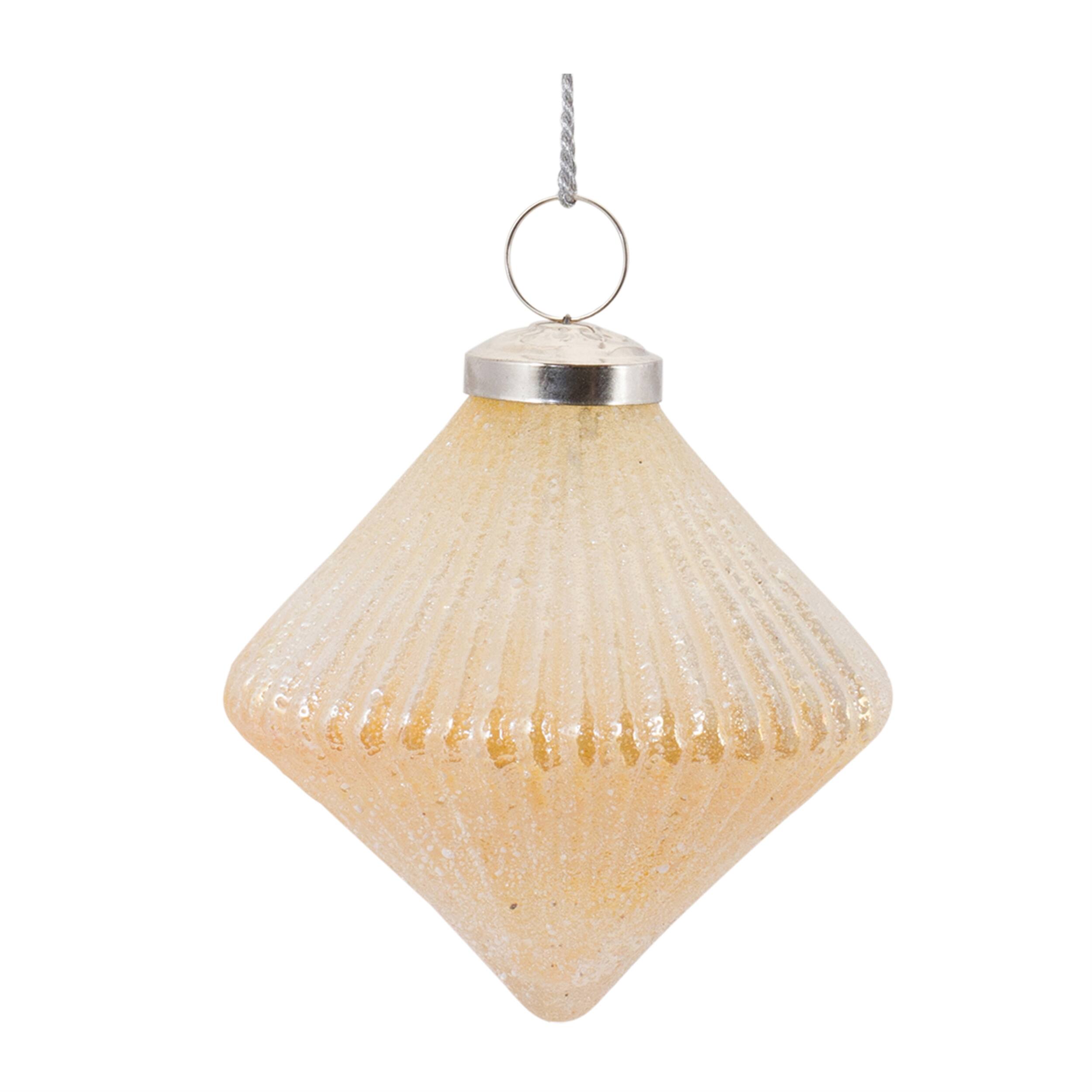 Left. BreeBe - Ribbed Glass Ornament (Set of 6) - Peach.