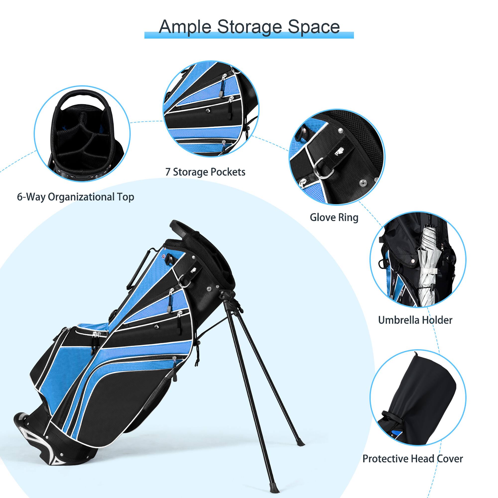 Ample Storage Space

- 6-Way Organizational Top
- 7 Storage Pockets
- Glove Ring
- Umbrella Holder
- Protective Head Cover