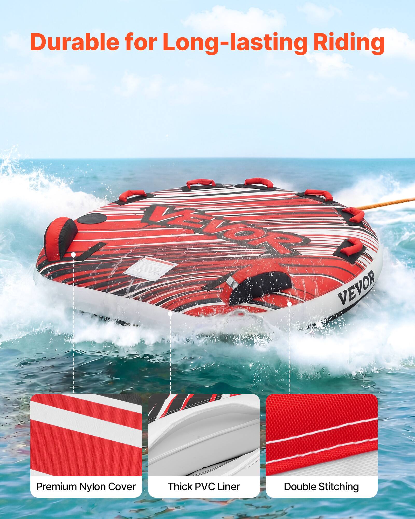 Durable for Long-lasting Riding

VEVOR Premium Nylon Cover
Thick PVC Liner
Double Stitching