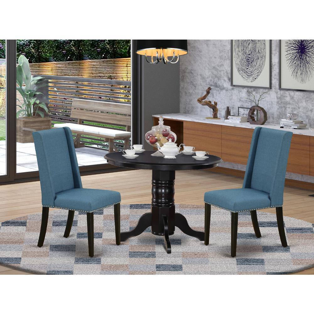 Left. East West Furniture - Dining Room Set Black - Brown.