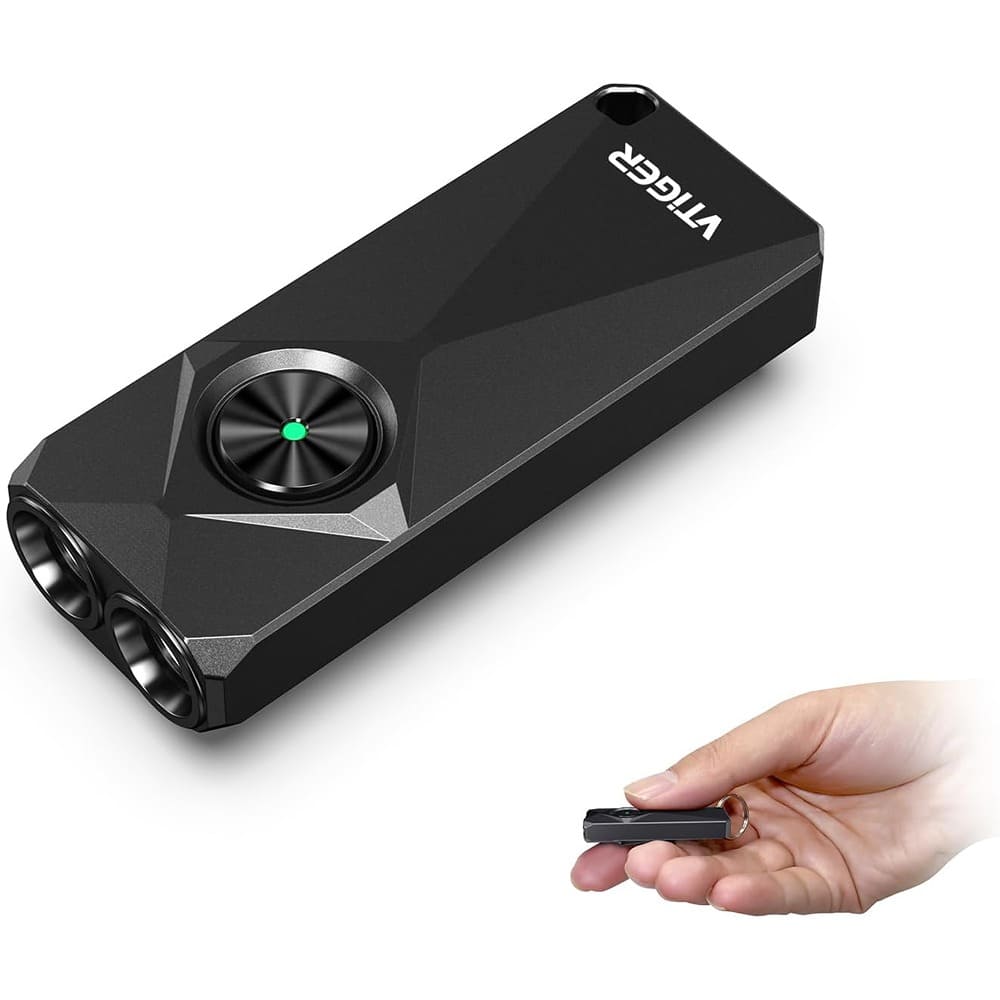 Schertz - 800 Lumen Mini Keychain Flashlight – USB Rechargeable, Magnetic, Clip-On - Black