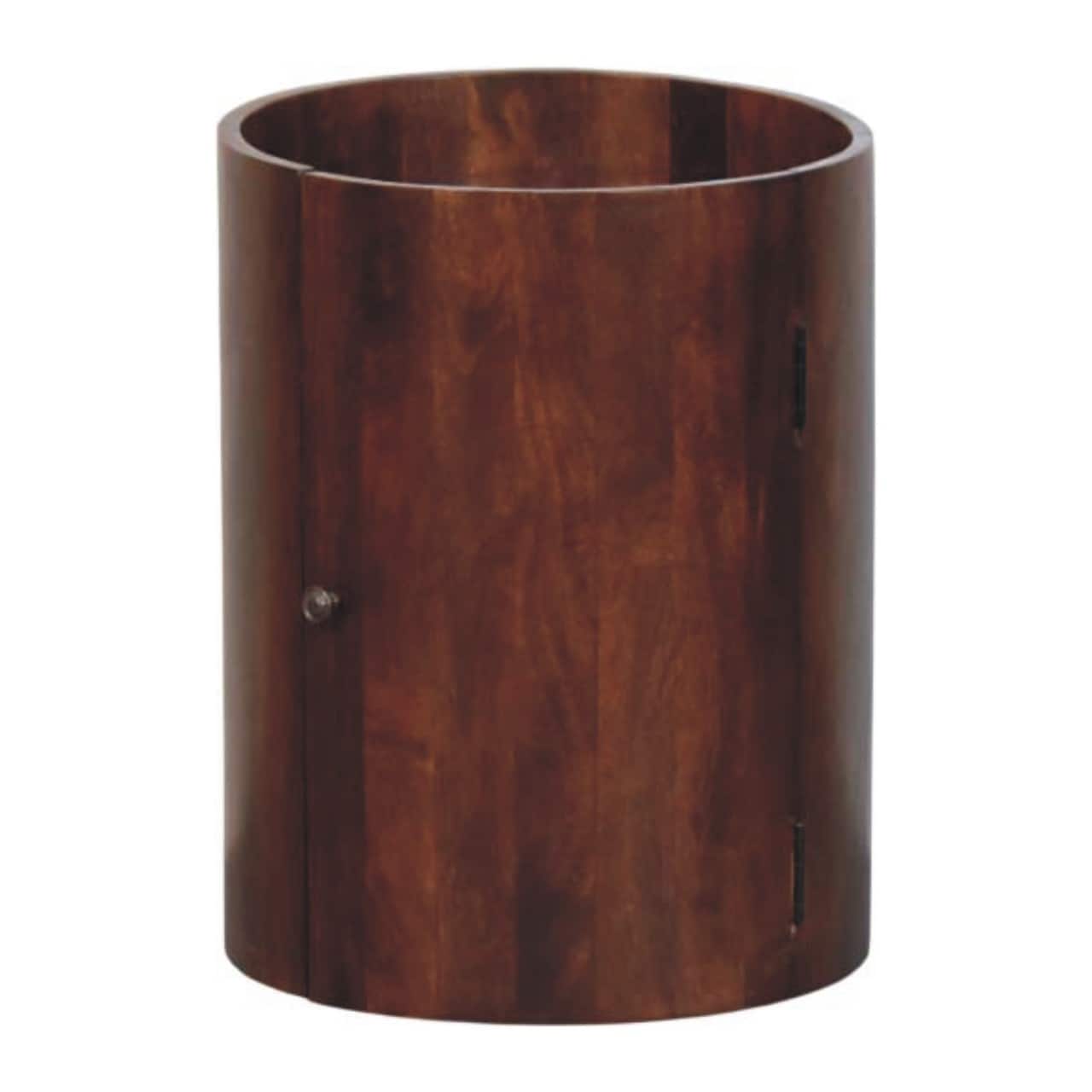 Artisan Furniture - Solid wood Winewood Round Side Cabinet, 3 Inside Shelves - Dark Brown