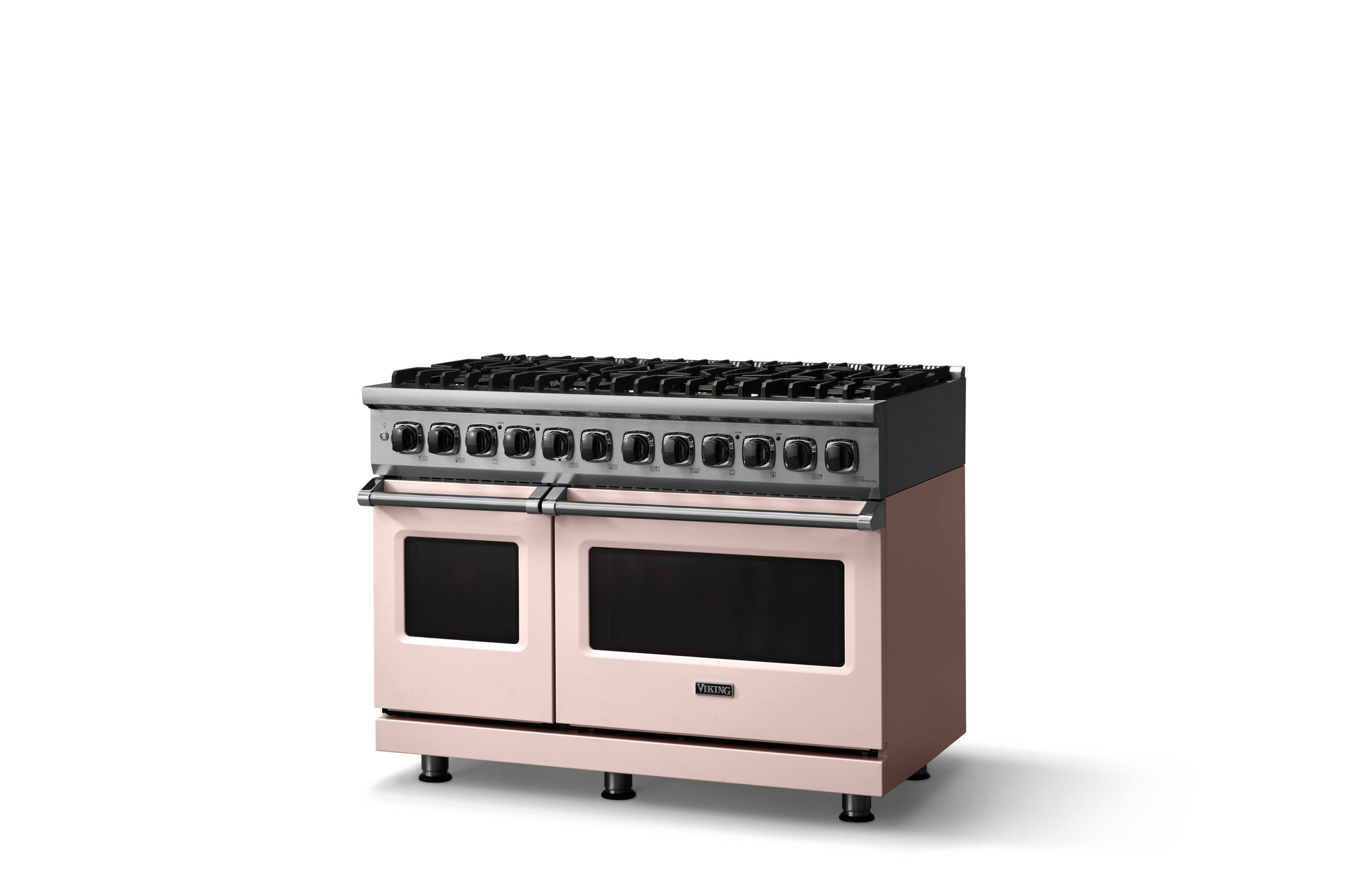 Angle. Viking - 5-Series Gas Open Burner Range - Blush.