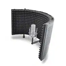 Front. Pyle - Pyle Microphone Isolation Shield, Sound Dampening Foam, Studio Quality, Adjustable Mic Depth, Folding Panels - Black.