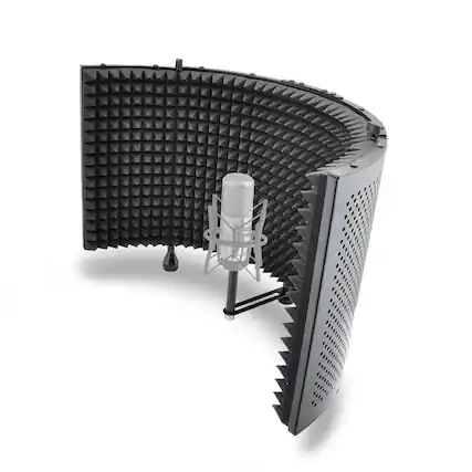 Front. Pyle - Pyle Microphone Isolation Shield, Sound Dampening Foam, Studio Quality, Adjustable Mic Depth, Folding Panels - Black.