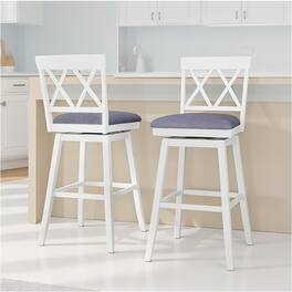 Pefilos - 29 Inch Counter Height Barstools with Backrest and Upholstered Seat, Modern Kitchen Island Stools f Ergonomic - White