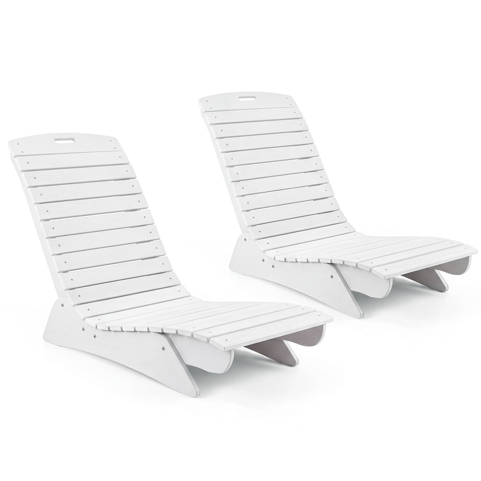Costway - 2 PCS HDPE In-Pool Lounge Chair for 5.5"-8.5" Water Depth Anti-Float for Poolside - White
