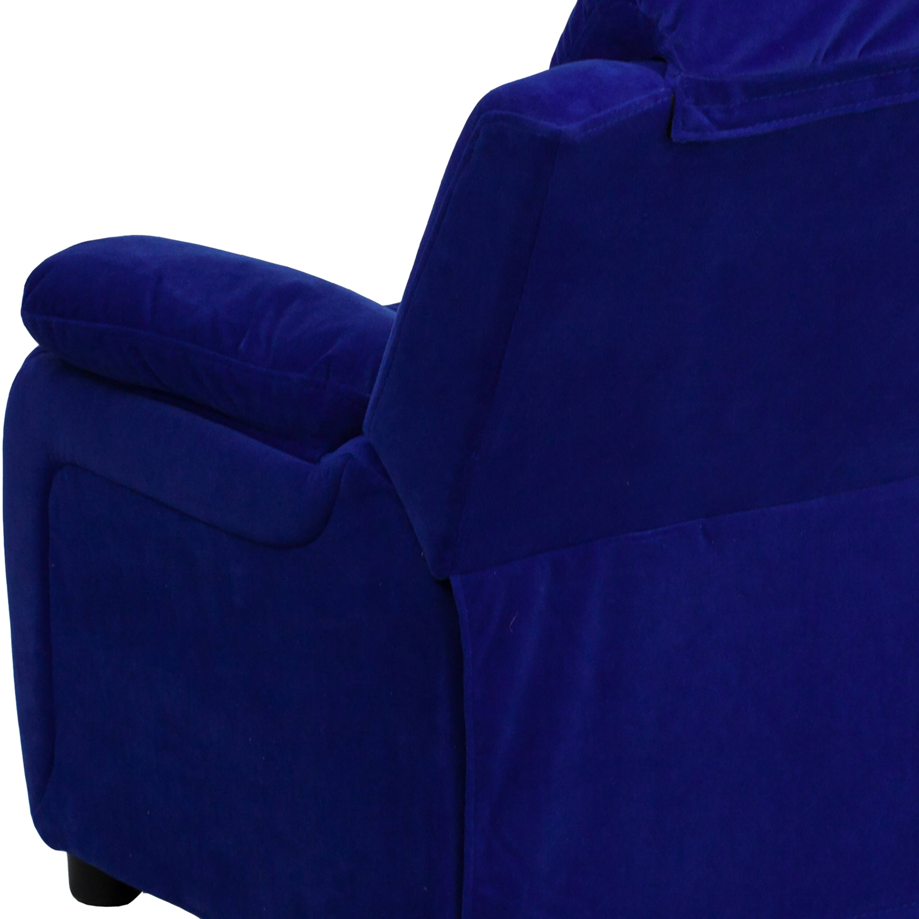 Alt View 10. Emma + Oliver - Deluxe Padded Contemporary Kids Recliner with Storage Arms - Blue Microfiber.