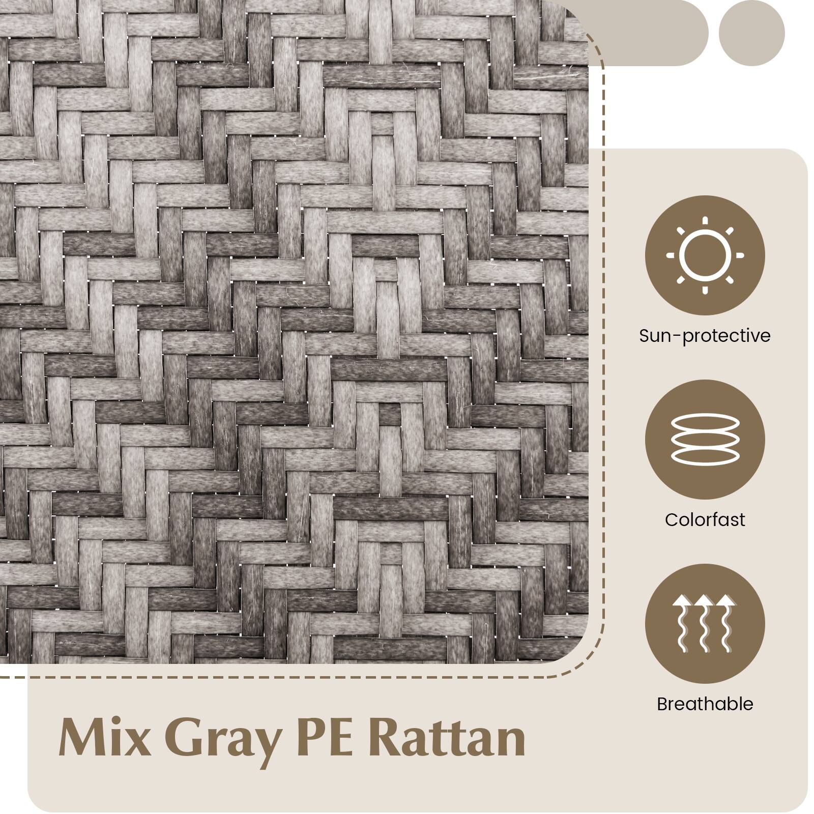 Mix Gray PE Rattan

- Sun-protective
- Colorfast
- Breathable