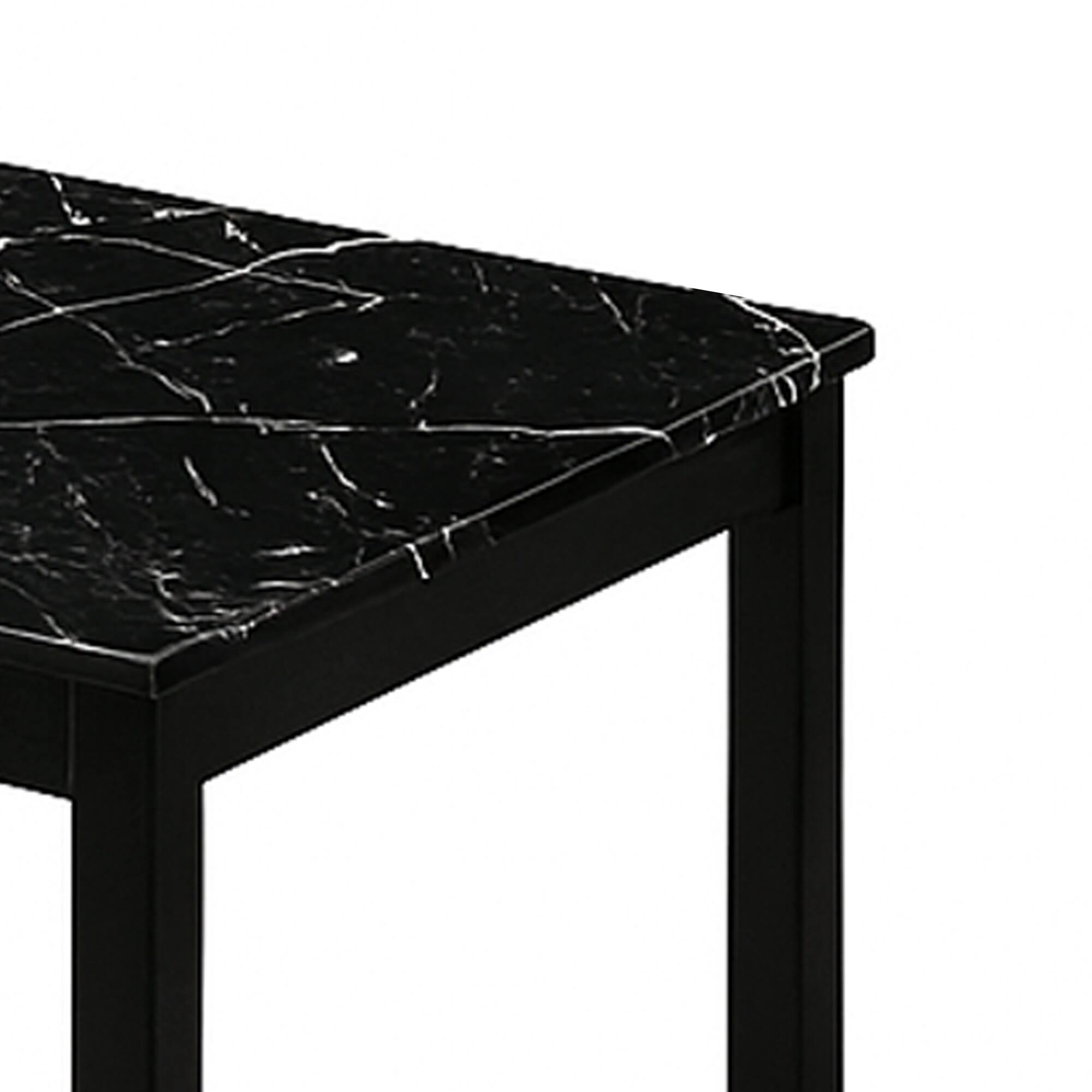 Alt View 2. Vaczon - 3-Piece Faux Marble Coffee Table Set, 1 Coffee Table and 2 End Tables with Solid Rubberwood Legs for Living Room - Black.