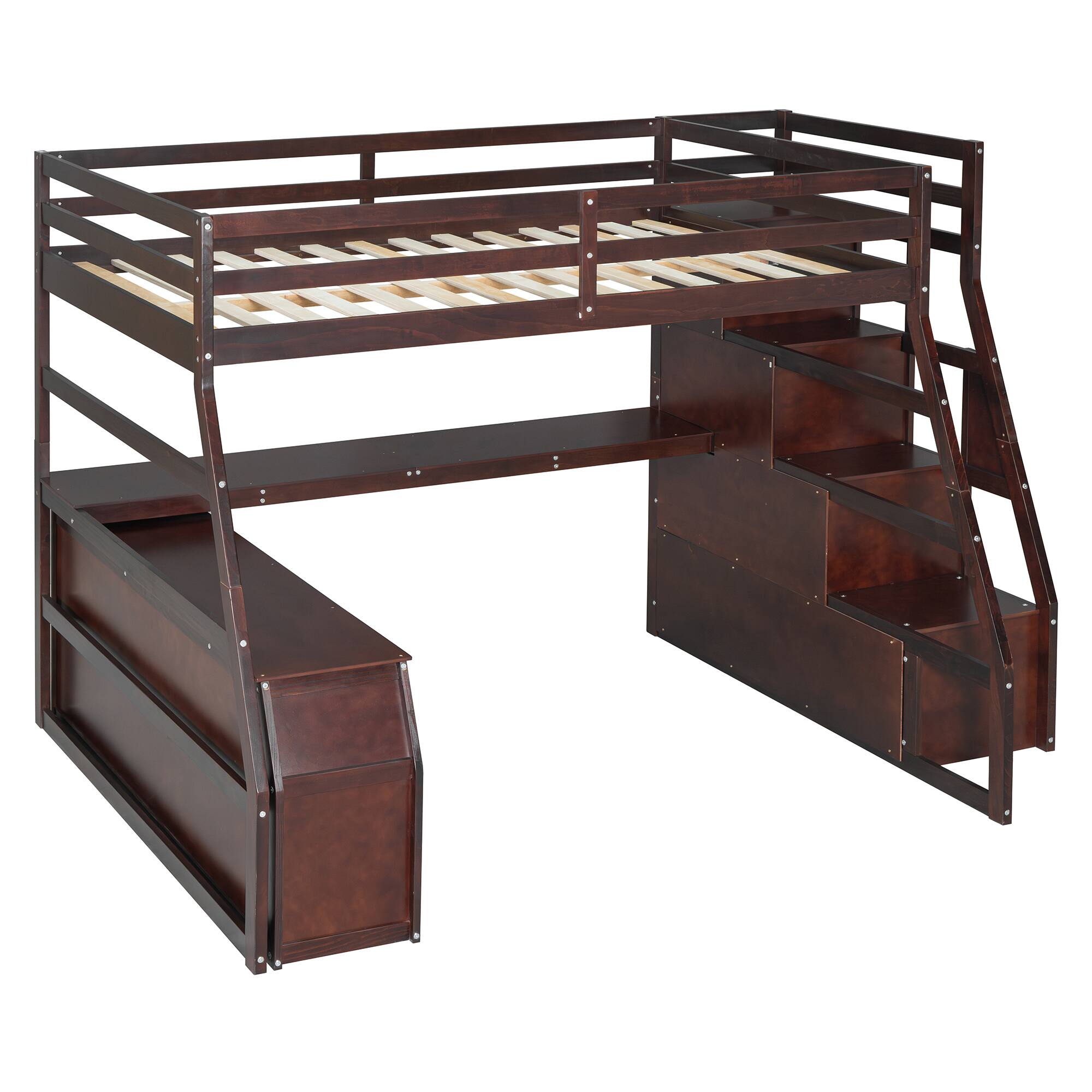 Alt View 1. Tiramisubest - Full Size Loft Bed with 7 Drawers, 2 Shelves & Desk - Sturdy, Fun & Functional - Espresso.