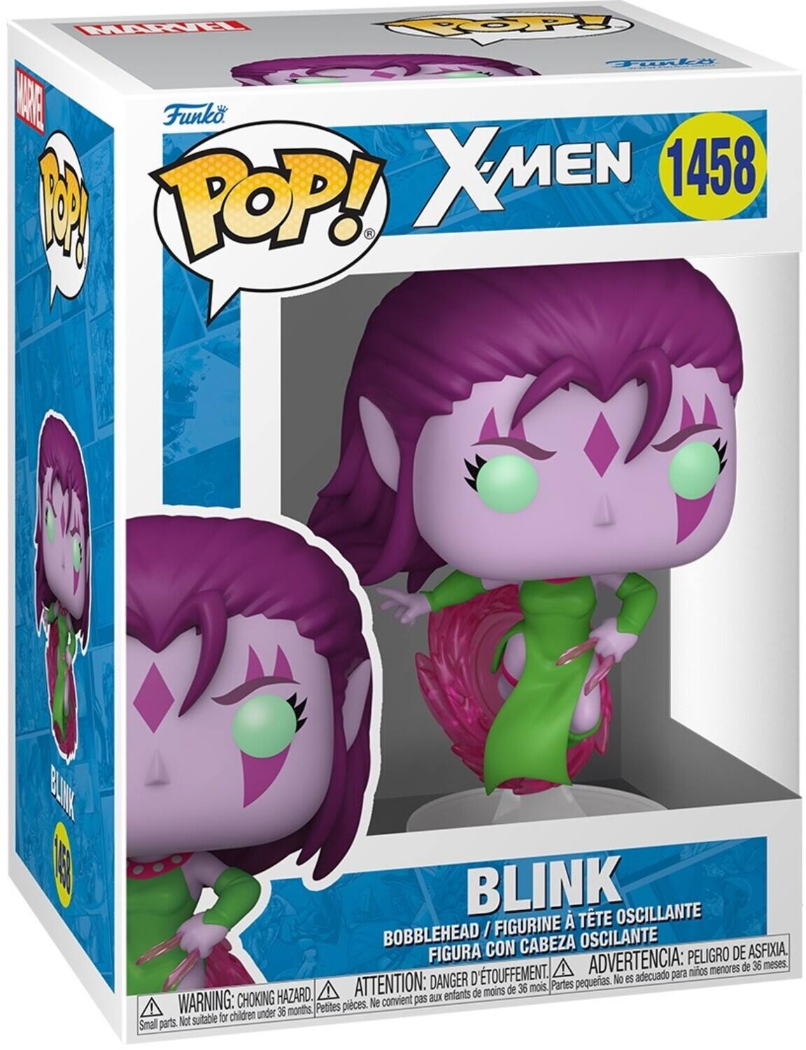 MARVEL Funko POP! XMEN 1458
BLINK
BOBBLEHEAD / FIGURINE À TÊTE OSCILANTE
FIGURA CON CABEZA OSCILANTE
DANGER D'ÉTOUFFEMENT. ADVERTENCIA: PELIGRO DE ASFIXIA.
ATTENTION: aux enfants de moins de 36 mois. Parties peqieres. No es adecuado para ninos menores de 36 meses.
WARNING: CHOKING HAZARD. Petites pieces. Not suitable for children under 36 months. Small parts.
